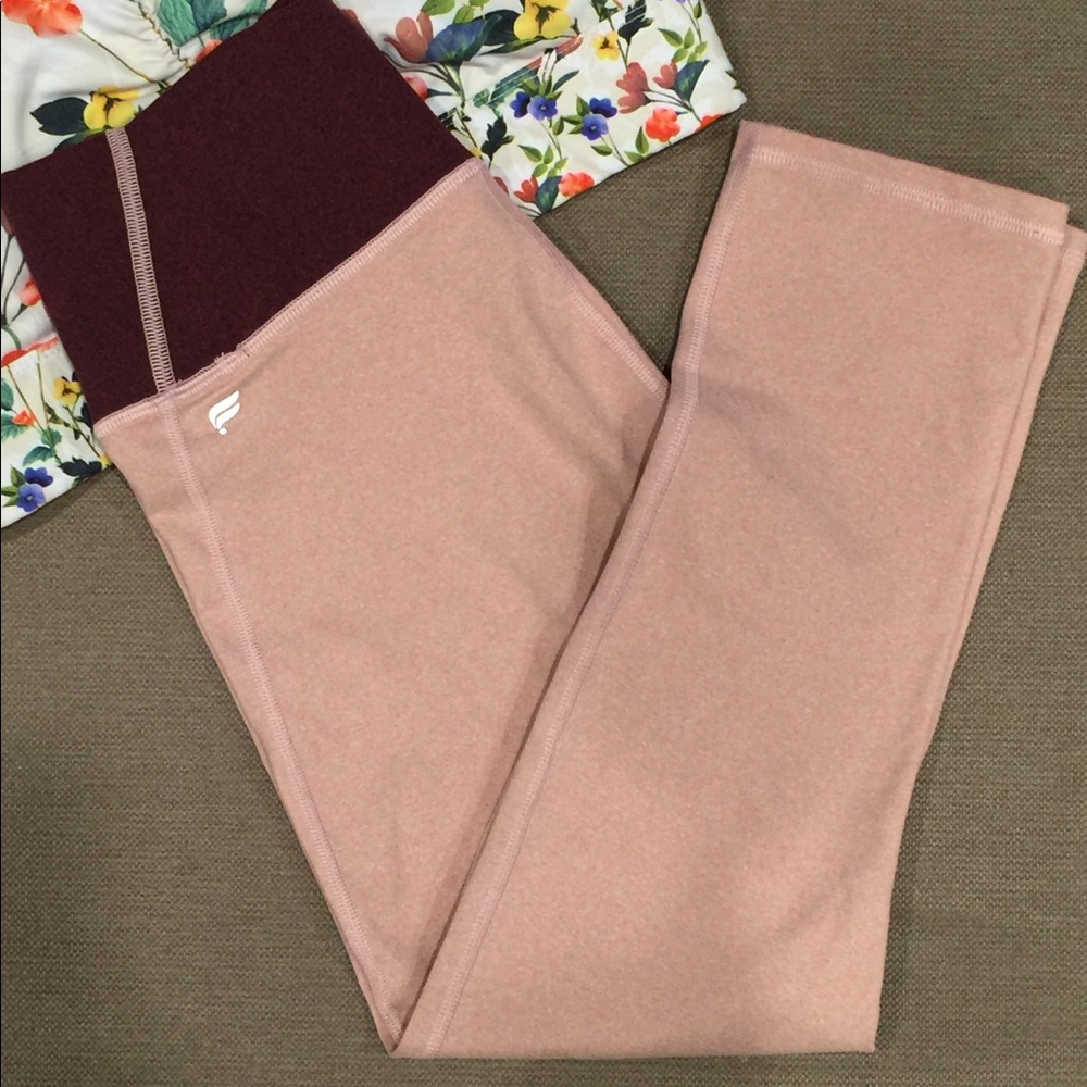 Fabletics Cropped Leggings Heathered Pink /Maroon